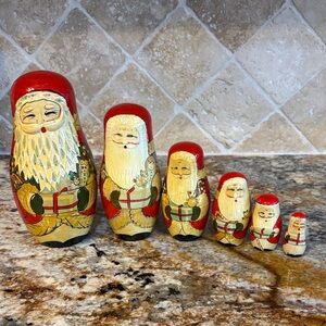 Handcrafted Santa Matryoshka Dolls - Set of 6